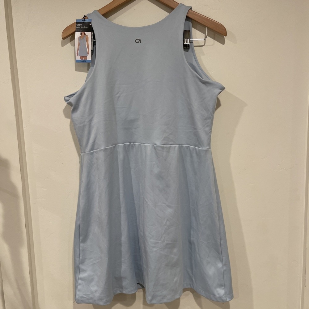 NWT Tank Dress pastel blue Sz L athleisure workout pickleball tennis pocket - Picture 3 of 9
